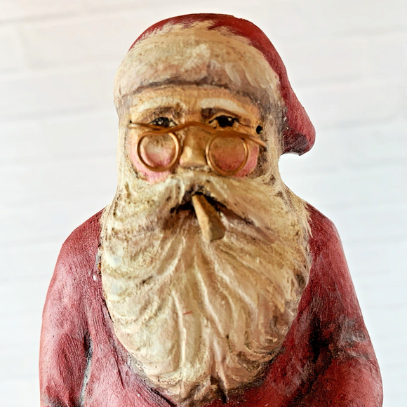 Vintage Crate Prospects Santa Shelf Sitter Figure Ann Olson Wood Hand Carved - Picture 8 of 11